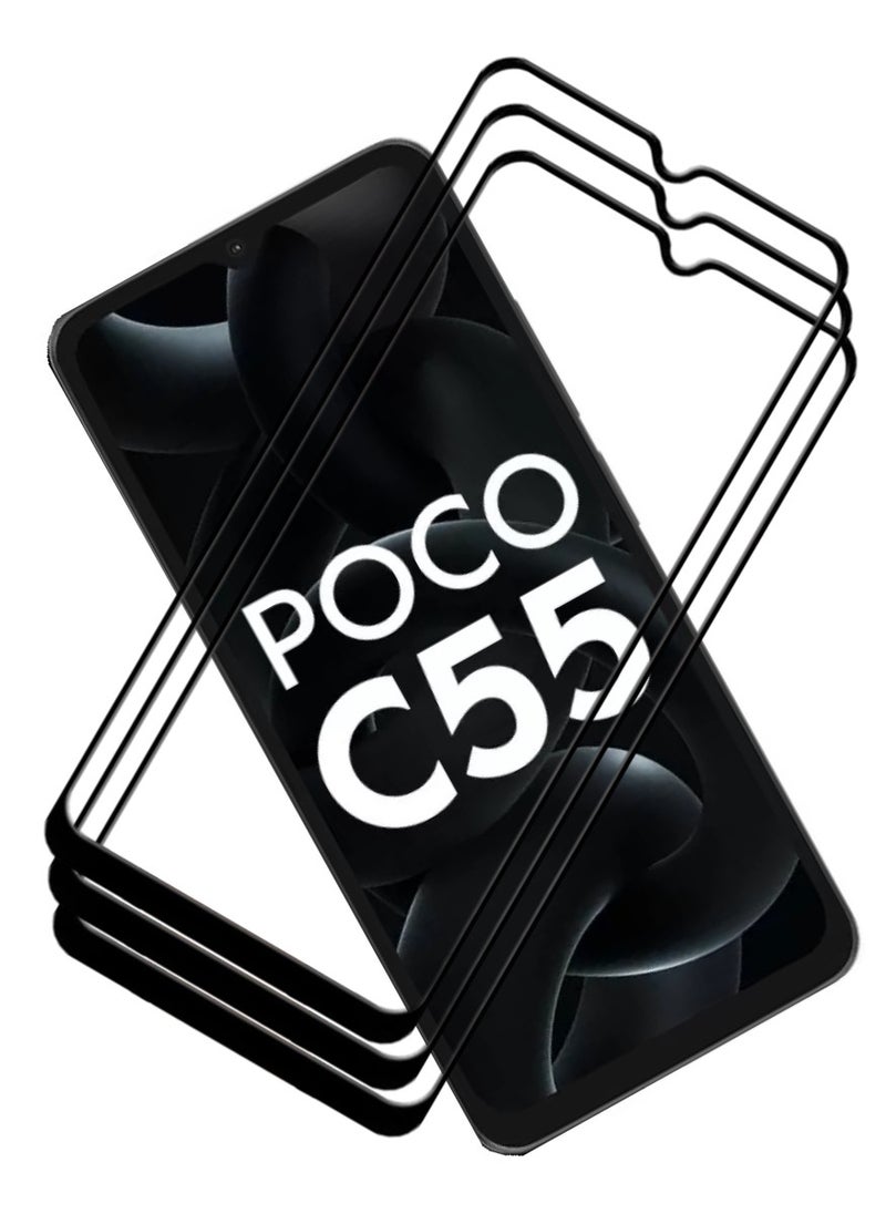 ACLIX 3 Pieces Antistatic ESD Dustproof Premium Quality High Definition Tempered Glass Screen Protector Designed For Xiaomi Poco C55 - Image 1