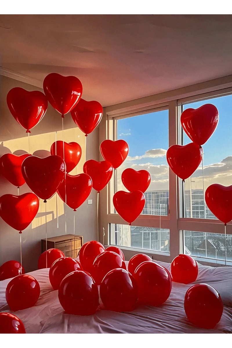 Anniversary Party Decorations Heart-shaped red balloons made of latex, perfect for celebrating anniversaries, Valentine's Day, birthdays, graduations, and all special occasions. Set includes 15 balloons. - Image 1