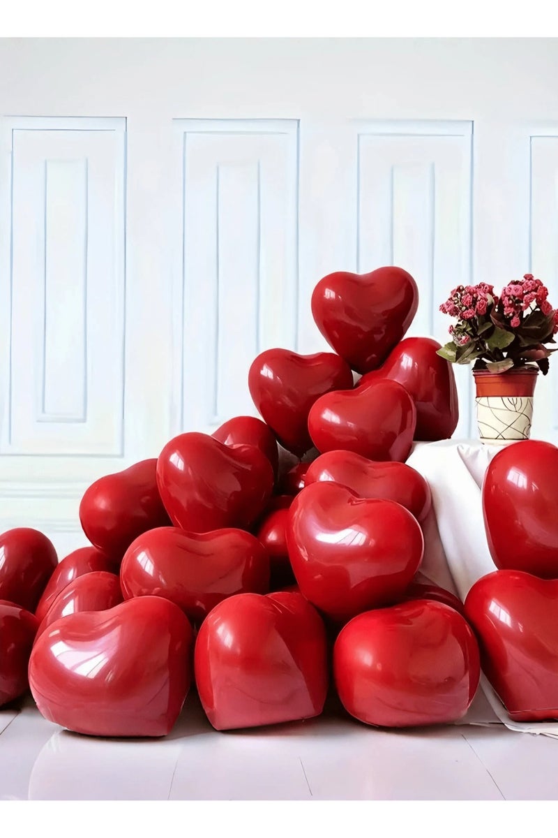 Anniversary Party Decorations Heart-shaped red balloons made of latex, perfect for celebrating anniversaries, Valentine's Day, birthdays, graduations, and all special occasions. Set includes 15 balloons. - Image 2