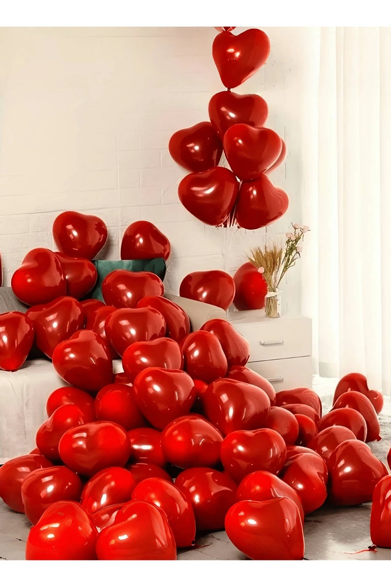Anniversary Party Decorations Heart-shaped red balloons made of latex, perfect for celebrating anniversaries, Valentine's Day, birthdays, graduations, and all special occasions. Set includes 15 balloons. - Image 3