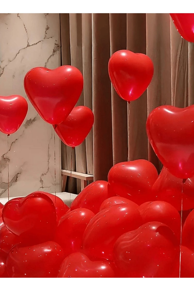 Anniversary Party Decorations Heart-shaped red balloons made of latex, perfect for celebrating anniversaries, Valentine's Day, birthdays, graduations, and all special occasions. Set includes 15 balloons. - Image 4