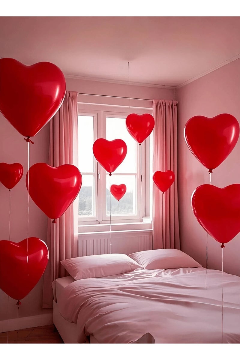 Anniversary Party Decorations Heart-shaped red balloons made of latex, perfect for celebrating anniversaries, Valentine's Day, birthdays, graduations, and all special occasions. Set includes 15 balloons. - Image 5