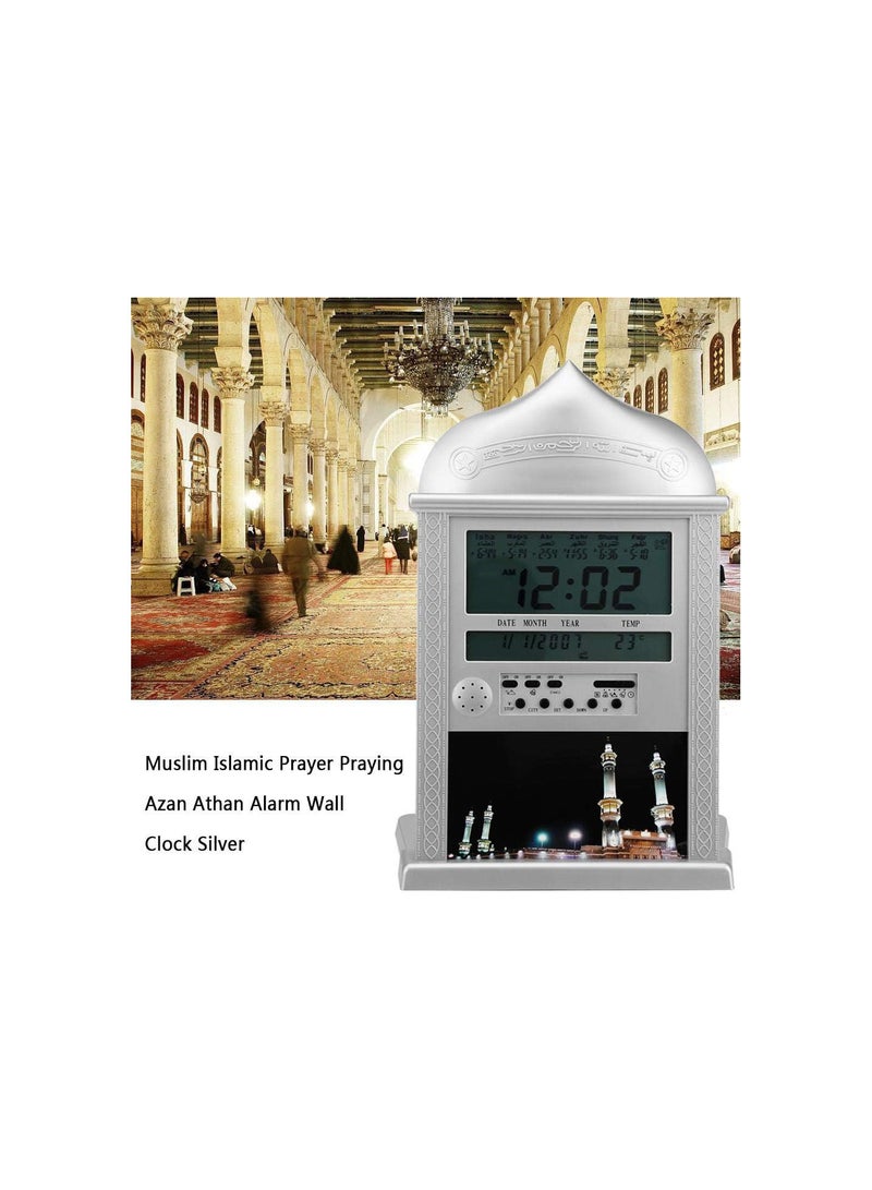 GGOOT Muslim Praying Clock, Azan Wall Clock Islamic Prayer Azan Table Clock with Muslim lunar Calendar, World Time,Temperature, Azan Time Remind, Makkah Music for Praying  - Image 4