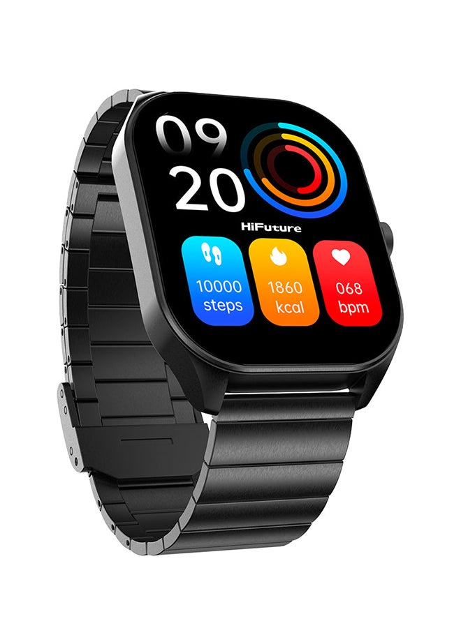 HiFuture Apex 2.04" Amoled Stainless Steel Wireless Calling Smartwatch - Black - Image 1