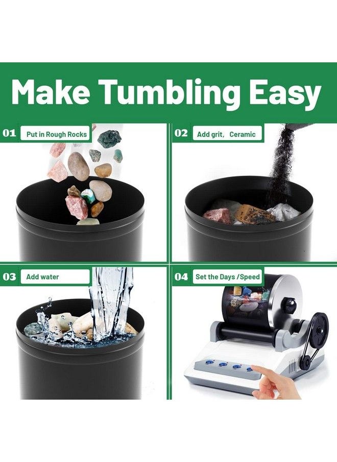 Zcvtbye Rock Tumbler Kitturns Rough Rocks Into Beautiful Gemswith Button 7 Day Polishing Timerincludes 2 Beltsbag Of Rough Stones4 Coarse Grindingfinely Groundpolishingfinal Polishingpolishing Grits  - Image 5