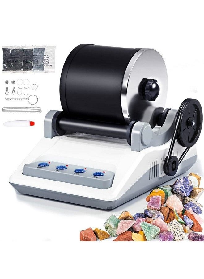 Zcvtbye Rock Tumbler Kitturns Rough Rocks Into Beautiful Gemswith Button 7 Day Polishing Timerincludes 2 Beltsbag Of Rough Stones4 Coarse Grindingfinely Groundpolishingfinal Polishingpolishing Grits  - Image 2