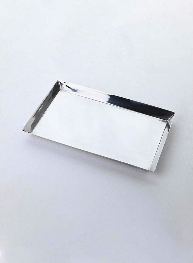 Pan Home صينية ديكور من الفولاذ من بيجو، 30×18 سم، فضية - Image 1