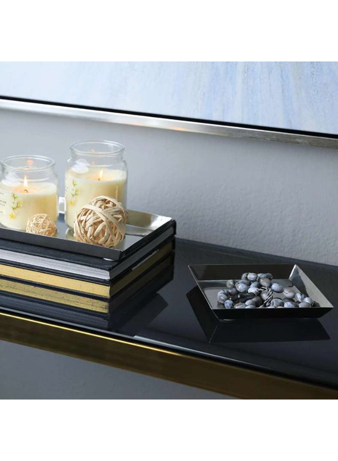 Pan Home صينية ديكور من الفولاذ من بيجو، 30×18 سم، فضية - Image 1