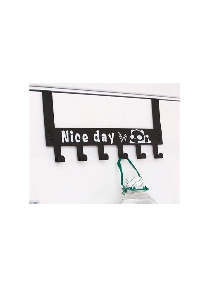 Spaceshoop Metal door hanger with 6 hooks without nails Black  - Image 5