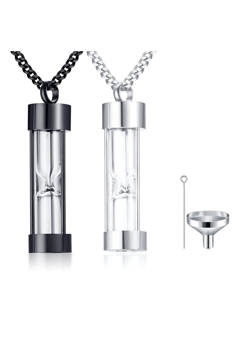 Zikra Urn Necklace for Ashes, 2Pas Vial Necklace Glass Vial Pendant Stainless Steel Glass Container Necklace Openable Keepsake Cremation Ashes Holder, Bereavement Keepsakes Jewelry with 24Inches Box Chain. - Image 1