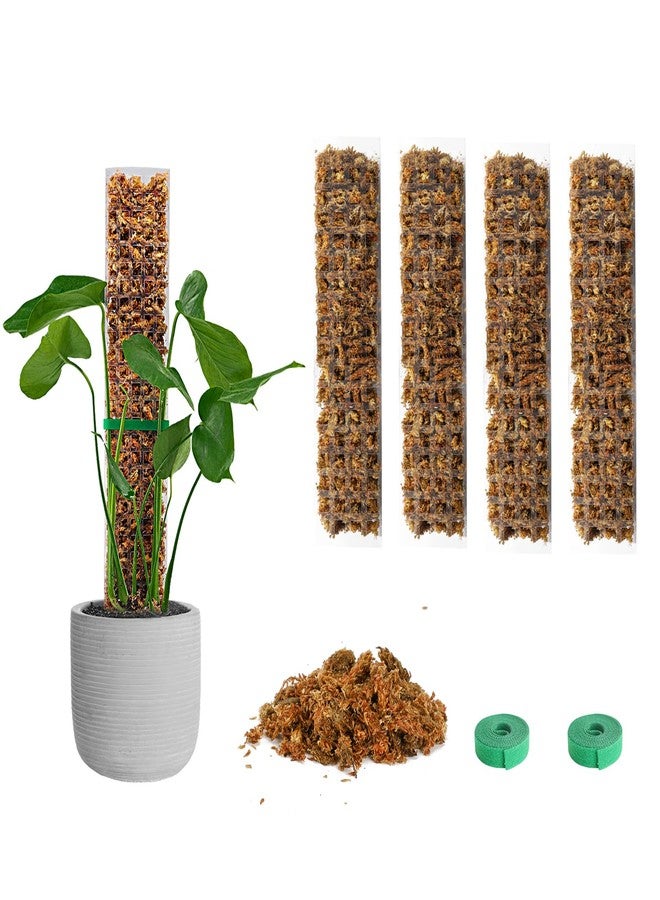 EOX 4 Pcs 15 Inch Plastic Moss Pole for Plants Monstera Set with 5.3oz/150g Sphagnum Moss, Plant Poles for Climbing Plants, Plant Support for Indoor Plants, Garden Ties - Image 1
