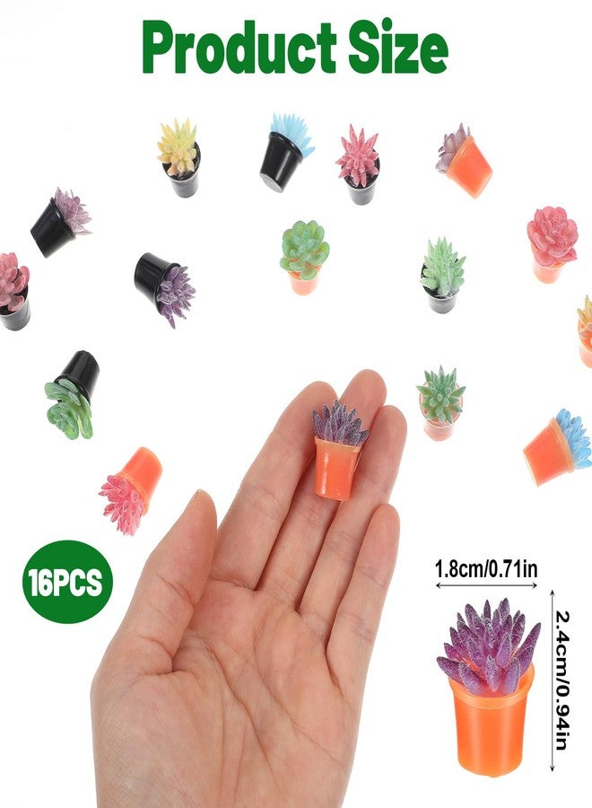 ADLABLD 16Pcs Mini Plants for Miniature Dollhouse, Artificial Miniature Flowers Plant Tiny Bonsai Model, Mini Flowerpot Fake Succulent Doll House Small Desktop Decorative Miniatures Flower for Dollhouse Plant - Image 3