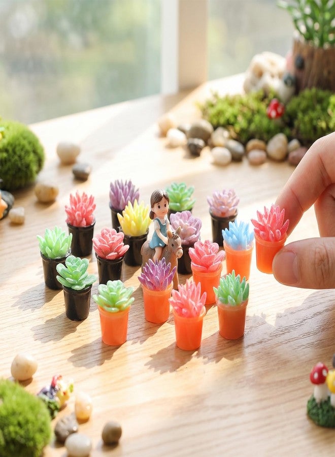ADLABLD 16Pcs Mini Plants for Miniature Dollhouse, Artificial Miniature Flowers Plant Tiny Bonsai Model, Mini Flowerpot Fake Succulent Doll House Small Desktop Decorative Miniatures Flower for Dollhouse Plant - Image 4