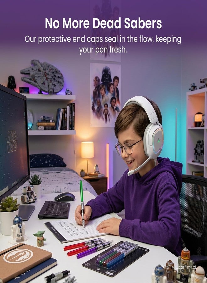 يوبي أقلام حبر جاف من يوبي بتصميم سيوف الليزر من حرب النجوم، حبر أسود، عبوة من 4 أقلام، مناسبة للمراهقين والبالغين - Image 5