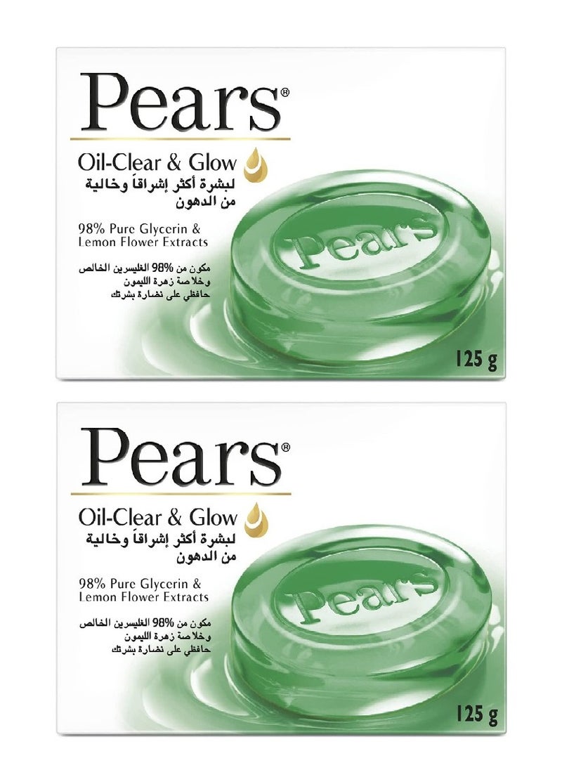 Pears Two Pieces of Soap Oil Clear With Lemon Flower extract & 98% pure Glycerin,125g  - Image 1