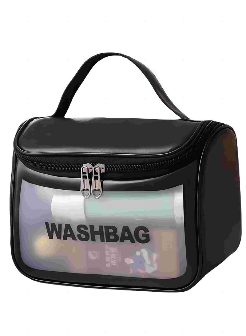 High-Quality Waterproof Women's Makeup Bag for Travel and Toiletries Organization - Black - Image 1