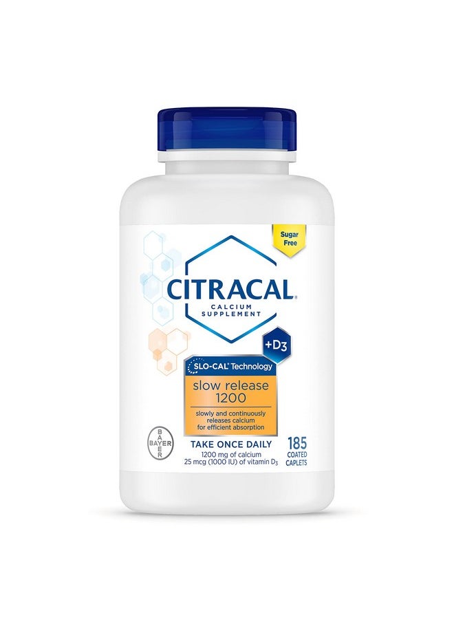CITRACAL - Slow Release 1200 1200 Mg Calcium Citrate And Calcium Carbonate Blend With 1000 Iu Vitamin D3 Bone Health Supplement For Adults Once Daily Caplets 185 Count - Image 1