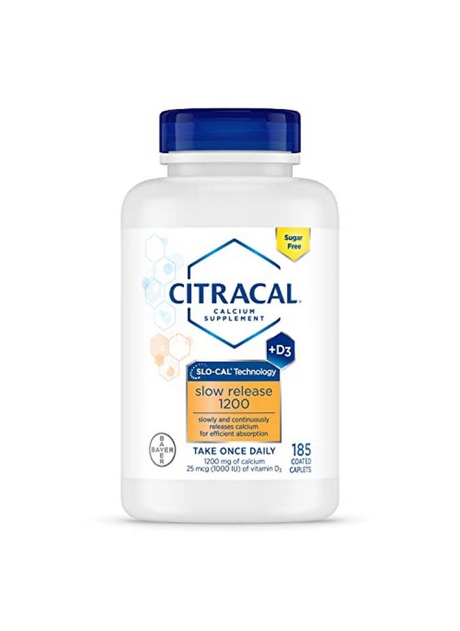 CITRACAL - Slow Release 1200 1200 Mg Calcium Citrate And Calcium Carbonate Blend With 1000 Iu Vitamin D3 Bone Health Supplement For Adults Once Daily Caplets 185 Count - Image 1