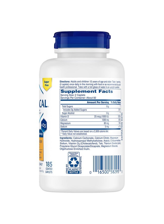 CITRACAL - Slow Release 1200 1200 Mg Calcium Citrate And Calcium Carbonate Blend With 1000 Iu Vitamin D3 Bone Health Supplement For Adults Once Daily Caplets 185 Count - Image 1
