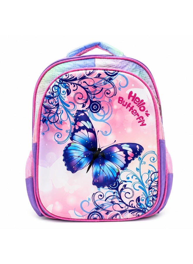 Butterfly dreams Theme 14 Inch School Backpack with Spacious Compartments | Lightweight Durable Water-Resistant Bag | Ergonomic Shoulder Straps, Multi-Pocket Storage for Daily Use, Travel & Office