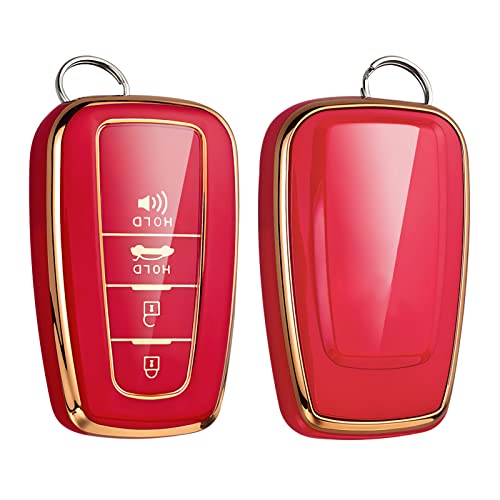 Cacacar for Toyota Key Fob Cover, for Camry RAV4 Highlander Avalon GT86 Key fob case Premium Soft TPU Full Cover Protection Smart Holder (Red) - Image 1