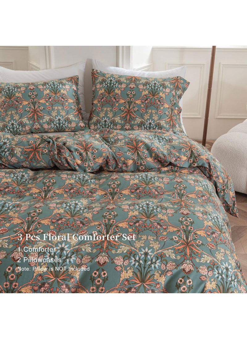 EAVD EAVD Vintage Style Garden Floral Comforter Set Twin XL Soft Fluffy Microfiber Chic Shabby Botanical Bedding Set with 2 Pillowcases Boho Floral Comforter for All-Season  - Image 3