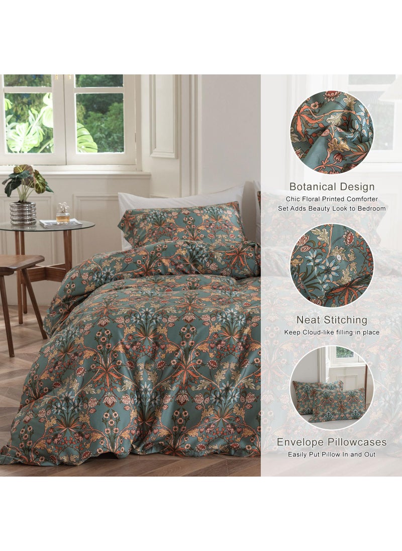EAVD EAVD Vintage Style Garden Floral Comforter Set Twin XL Soft Fluffy Microfiber Chic Shabby Botanical Bedding Set with 2 Pillowcases Boho Floral Comforter for All-Season  - Image 4