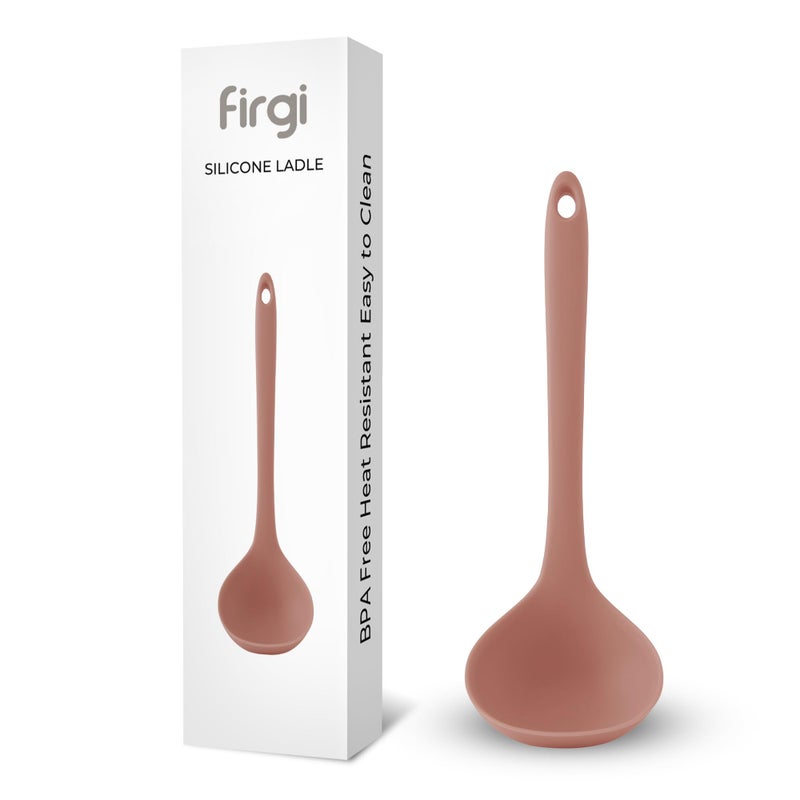FIRGI Platinum Silicone Cooking Ladle for Baking, Scraping & Mixing, 100% Food Grade Colorful Silicone Kitchen & Serving Utensils, Heat Resistant, Non-Stick Cookware - 8.6 inch Dry Rose - Image 1