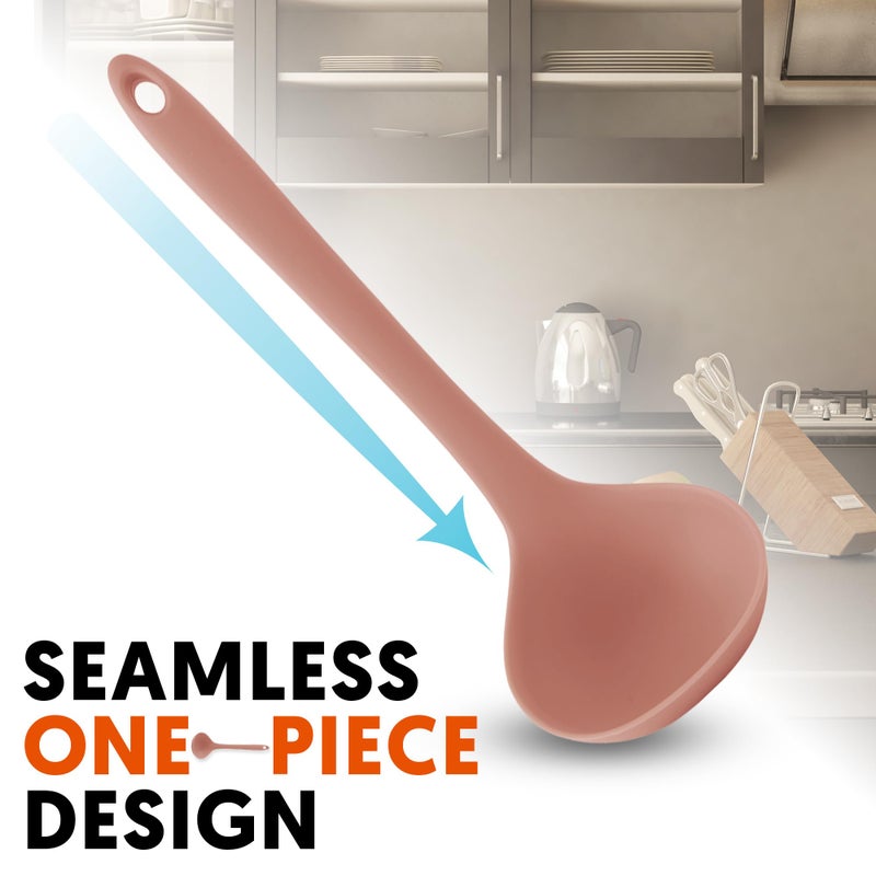 FIRGI Platinum Silicone Cooking Ladle for Baking, Scraping & Mixing, 100% Food Grade Colorful Silicone Kitchen & Serving Utensils, Heat Resistant, Non-Stick Cookware - 8.6 inch Dry Rose - Image 4
