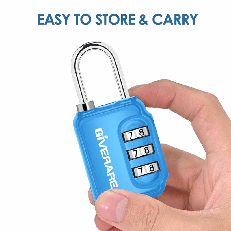 GIVERARE 2 Pack Combination Lock, 3-Digit Padlock Keyless, Resettable Luggage Locks for Backpack, Gym & School&Employee Locker,Weatherproof Travel Lock for Fence, Backyard Gate, Hasp, Case-Blue+Red - Image 3