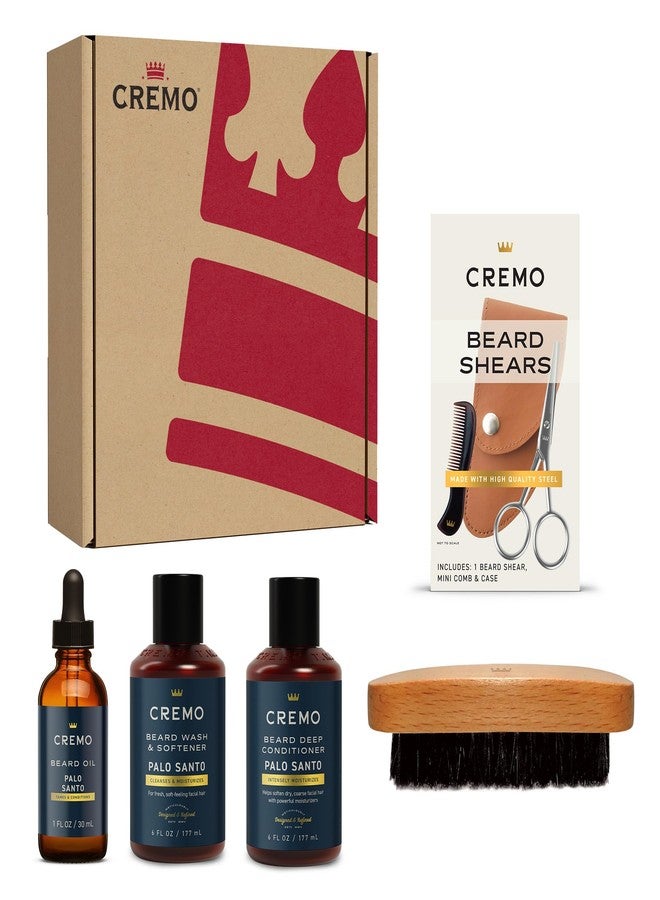 Cremo Palo Santo 2n1 Beard Wash & Softener + Deep Conditioner + Oil + Brush and Shear Set for A Full Beard Regimen - Image 1