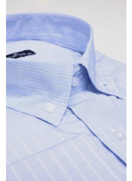 Tudors Oversized Plus Size Long Sleeve Striped Blue Men's Shirt  - Image 1