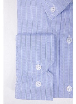 Tudors Oversized Plus Size Long Sleeve Striped Blue Men's Shirt  - Image 3