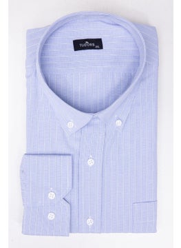Tudors Oversized Plus Size Long Sleeve Striped Blue Men's Shirt  - Image 2
