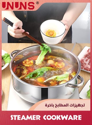 Steam Pot,4 Tier Steamer With Lid Stepped Steamer And Twin Handles,Stainless Steel Stockpot,Multifunction Large Soup Pot Cooking Pot For Living Kitchen Food Cooking,28X40CM Rice Steamer - view 2