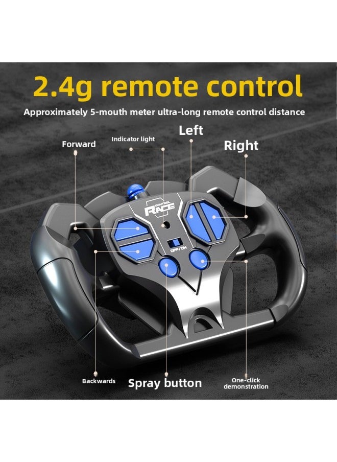 null - Product 1:18 Skeleton High-speed Skeleton Remote Control Car Boy Racing Car Four-way Charging Remote Control Car Children's Toy Wholesale-Color:Extra Large 2.4G High-speed Spray Remote Control Car-Blue-Proportion:Standard Single Power - Image 1