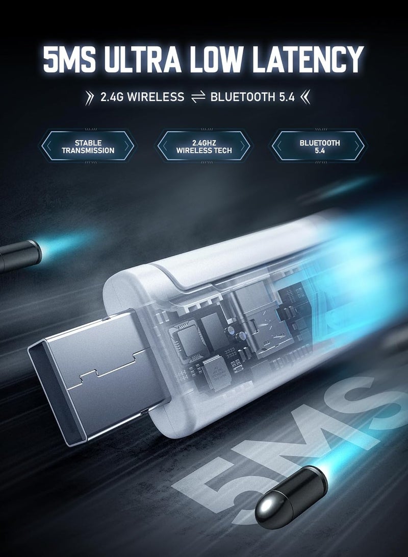 بيكن سماعه قيمنق لاسلكية G2، صوت محيطي 7.1، سماعات ألعاب USB 2.4 جيجاهرتز، بلوتوث 5.4، ميكروفون إلغاء الضوضاء لمدة 100 ساعة، إضاءة RGB، سماعة رأس لاسلكية لأجهزة الكمبيوتر PS5 PS4 Mac Switch، وضع سلكي مناسب لأجهزة Xbox، أبيض - Image 5