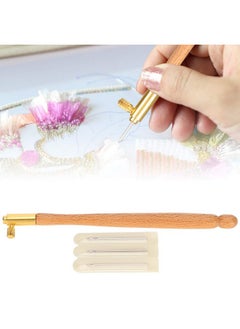 Zerodis Embroidery Crochet Hooks With 3 Needles Tambour Hook Embroidery Needle French Crochet Embroidery Beading Tool Set Embroidery Beading Needle Tools Sequin Beads(Wooden French Embroidery Needle)  - Image 1