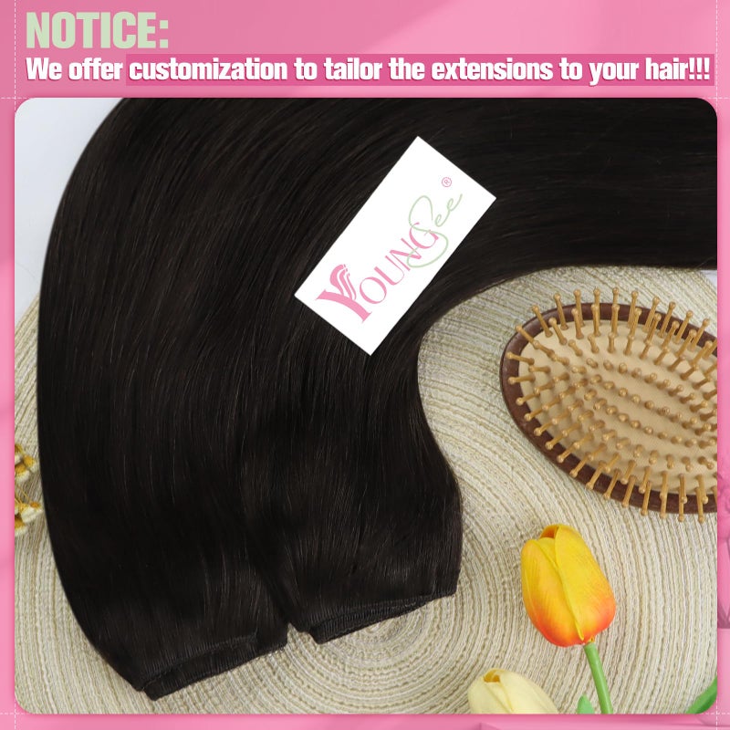 YoungSee 85G Invisible Wire Human Hair Extensions Dark Brown Wire Hair Extensions Darkest Brown Fish Line Extensions Natural Hair for Women 14Inch - Image 5