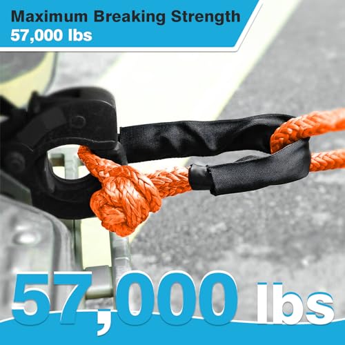 ZAMLIE 2 Pack Orange Soft Shackles 57,000 LBS Breaking Strength 1/2 inch X 22 inch with Protective Sleeve for Off-Road Sailing Trucks 4x4 UTV Synthetic Road Recovery Rope Soft Shackle for Recovery - Image 2