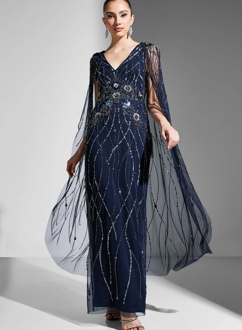 adrianna papell embellished mesh dress Adrianna Papell Platinum Bridesmaid Dress Style 40135
