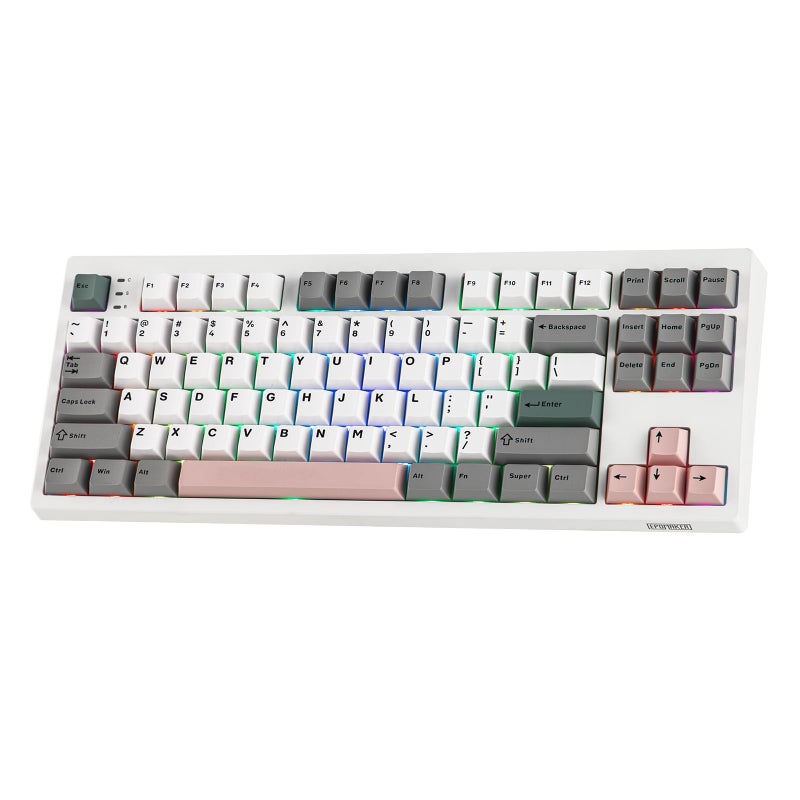 EPOMAKER TH87 Wireless Mechanical Keyboard with 10000mAh Battery, BT/2.4GHz/Wired, Hot Swappable Custom, PBT Keycap, RGB Backlit, Gasket, TKL Gaming Keyboard for PC/Mac (Creamy Jade Switch) - Image 1