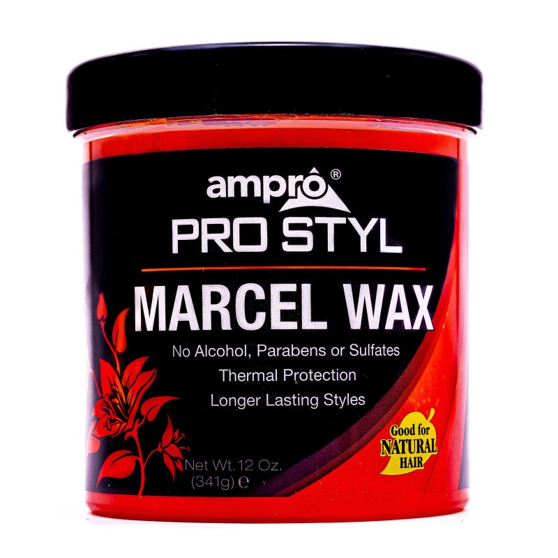 AmPro Marcel Wax - Gives All Hair Types Long Lasting Hold - Rinses Out Easily without Any Buildup or Residue and Protects Tresses from Heat - Unscented Formula with No Alcohol or Parabens - 12 oz