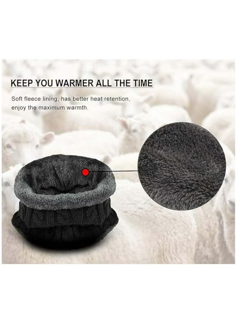 Kids Winter Knitted Beanie Hat and Scarf Set, for boys girls for 5-14 Years Old,Black - Image 5
