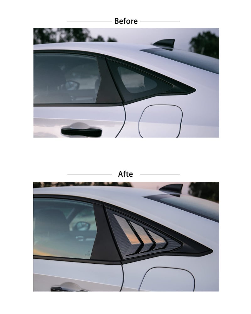 CKE for 11th Gen Civic Sedan Compatible with Honda Civic 2026 2025 2024 2023 2022 Accessories Car Exterior Rear Side Window Louvers Air Vent Scoop Shades Cover Blinds -Carbon Fiber Style - Image 3