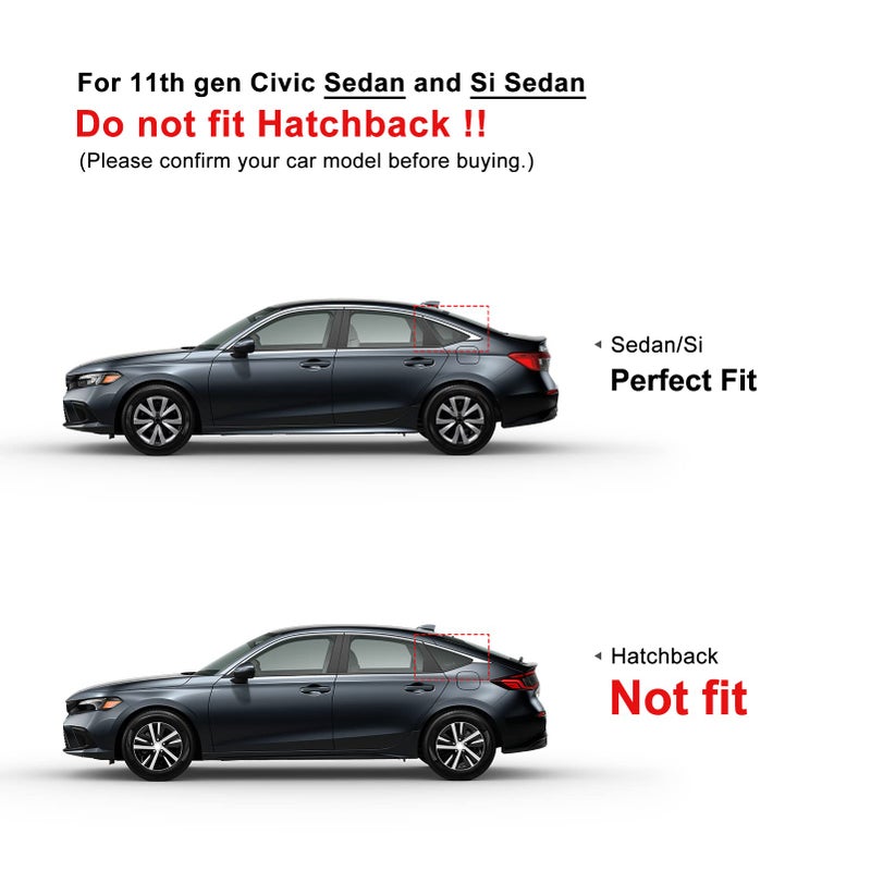 CKE for 11th Gen Civic Sedan Compatible with Honda Civic 2026 2025 2024 2023 2022 Accessories Car Exterior Rear Side Window Louvers Air Vent Scoop Shades Cover Blinds -Carbon Fiber Style - Image 2