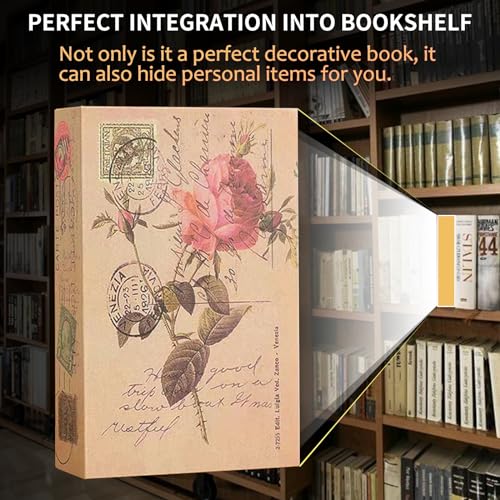 FOWSEEK Decorative Book Safe Box with Combination Lock, Vintage Faux Book Hidden Safe for Decoration, Secret Diversion Book Safe Storage Box for Home Office Café Bookshelf （9.5"×6"×2.2"） - Image 4