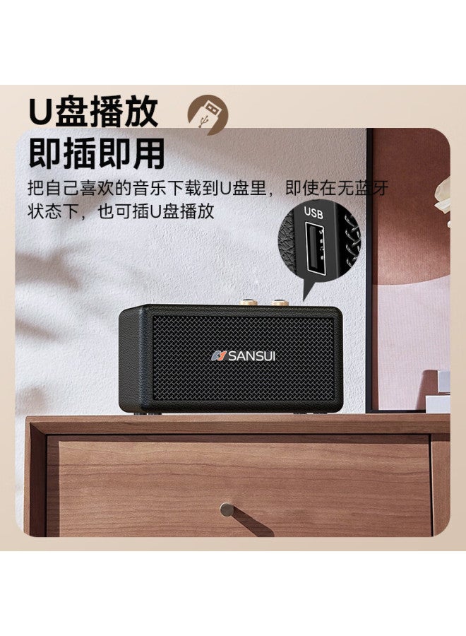 Sansui مكبر صوت بلوتوث لاسلكي عالي الجودة Q3 مع مضخم صوت، صوت محيطي ستيريو، مكبر صوت ميني محمول لسطح المكتب، مشغل موسيقى بحجم كبير للاستخدام المنزلي، أبيض - Image 2