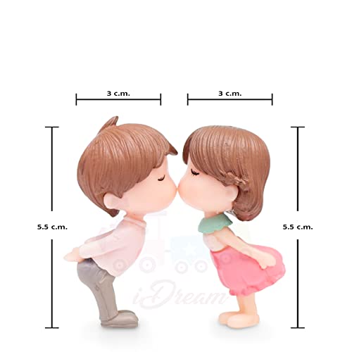 iDream Adorable Couple Resin Showpiece Miniatures – Romantic Home Decor, Cute Love Figurines for Table, Car Dashboard, Gift for Couples, Anniversary, Birthday, Valentine’s Day (White & Pink) - Image 2