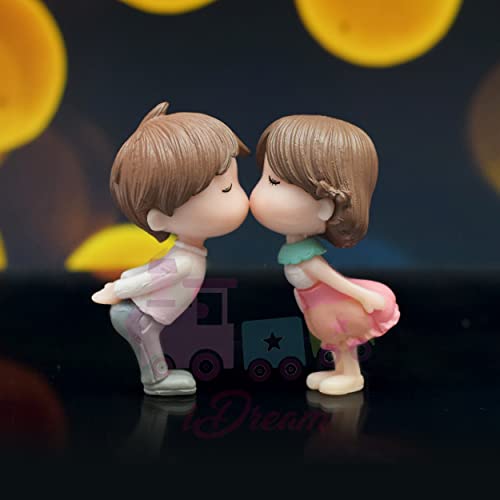 iDream Adorable Couple Resin Showpiece Miniatures – Romantic Home Decor, Cute Love Figurines for Table, Car Dashboard, Gift for Couples, Anniversary, Birthday, Valentine’s Day (White & Pink) - Image 4